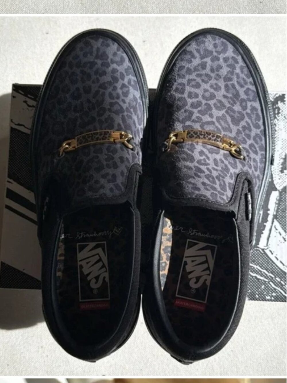 Vans x Cher Strawberry Skate Slip on Cheetah Black gold Women's 8.5 - Picture 3 of 6